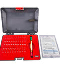 Class ZZ Pin Gage Set With Go No Go Handle For Machine Shops And Manufacturing 0.011 To 0.060 Inch 50 Pieces Burr Free Polished Gauges High Precision 60 To 62 HRC Clear Markings Durable Steel in case with certificate
