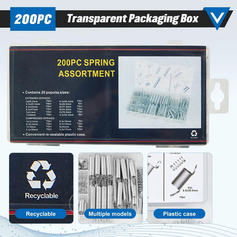 Heavy Duty Compression Springs Kit For Industrial Use With Galvanized Coil Springs Sorting Set in transparent packaging box
