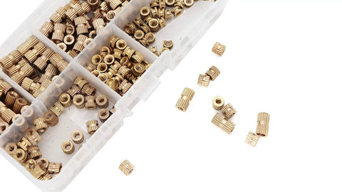 M3 Knurled Threaded Inserts Brass Heat Set Nuts Kit 300Pcs Assortment For Laptop, 3D Printer, and Plastic Projects, assorted sizes.