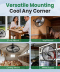Solar Powered Outdoor Wall Mount Fan With Battery And Adjustable Thermostat 18 Inch Heavy Duty Metal Outdoor Fan For Patios