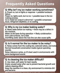 Image showing frequently asked questions about countertop ice maker troubleshooting and maintenance tips.