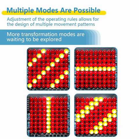 LED Hands On Follow Light Soldering Kit with multiple movement modes shown on small red LED grid