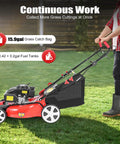 20 Inch Self Propelled Gas Push Lawn Mower With Bagger 140cc 4 Stroke Engine Delivers Smooth Cut 2800 RPM Walk Behind Yard Care Machine 8 Position Height Adjustment Easy Start Heavy Duty Grass Cutter with 15.9gal bag