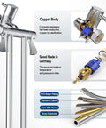All Metal 8 Inch Rain Shower Head With Handheld Spray, High Pressure Dual Square Shower Head Combo components detail
