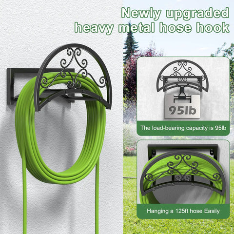 Heavy Duty Wall Mount Garden Hose Holder Holds 125 Ft Hose Up To 95 Lbs Weight Capacity Tough As Nails Metal Construction