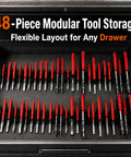 Heavy Duty Modular Plier Organizer For Tool Box Drawers with custom cut slots in a drawer holding pliers and tools.