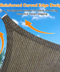 Mocha 7x9 Sun Shade Sail Keeps You Cool No Sweat, Heavy Duty Permeable HDPE Shade, 185GSM With Curved Edges, Blocks 95 Percent UV