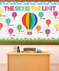 3D Hot Air Balloon Bulletin Board Set With Totally Colorful Name Tags For Back To School Classroom Decor Motivational The Sky Is The Limit Cutouts Cloud Borders And DIY Wall Art Kit