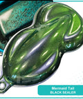 Mermaid Tail BLACK SEALER in a fluid, glossy finish showcasing green and blue hues for automotive applications.
