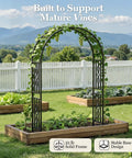 Heavy Duty Metal Garden Arch With Enlarged Base For Stability Garden Trellis For Climbing Plants with vines, outdoor setting