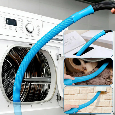 Pro Grade Four Piece Dryer Vent Cleaning Kit With Flexible Vacuum Hose Lint Brush Crevice Tool And Universal Adapters in use