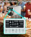 Knockout Commercial Soft Serve Ice Cream Maker with LCD control panel in vibrant purple, serving ice cream cones at an outdoor event.