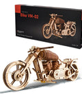 Wooden Motorcycle Kit VM02 3D Puzzle Mechanical Bike Model With Rubber Band Engine DIY Plywood Build for scale 1:10