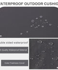 Close-up of gray Extra Thick Memory Foam Outdoor Bench Cushion 3.5 Inch Thick Comfy Waterproof Pad showing waterproof material