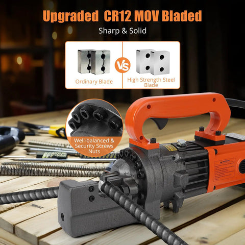 1250w Electric Hydraulic Rebar Cutter Tool For 3/4 Inch #5 Steel Bar Cutting In Just 3.5 Seconds with upgraded CR12 MOV blade.