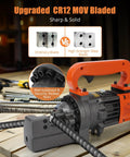 SierraSquad 1250W Electric Hydraulic Steel Rod Cutter For Fast Heavy Duty Cuts In Under Four Seconds, featuring upgraded CR12 MOV blade.