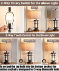 Farmhouse Table Lamps Set With USB Ports And Touch Dimmers, 26 Inch Tall Bedside Lamps with dual light modes and dimmer options shown