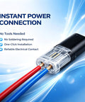 Heat Resistant Push In Wire Connectors With Levers No Fuss Quick Clamp Terminals For Led Strip And Model Wiring Heavy Duty Copper Contacts Smooth Install Bundle Pack showing red and blue wires in connector.