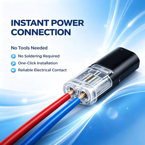 Heat Resistant Push In Wire Connectors With Levers No Fuss Quick Clamp Terminals For Led Strip And Model Wiring Heavy Duty Copper Contacts Smooth Install Bundle Pack showing red and blue wires in connector.