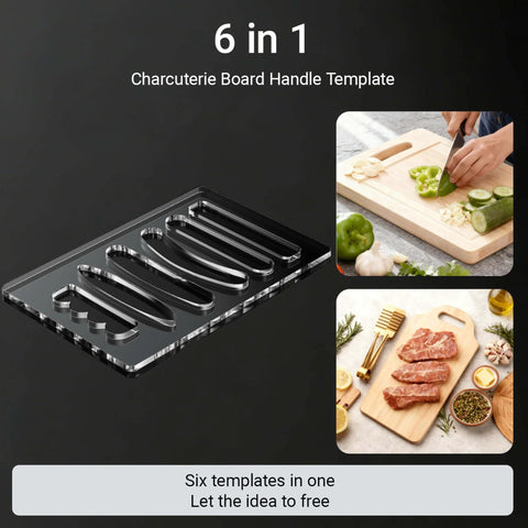 Pro Grade Acrylic Router Templates Set 6 In 1 For Precise Handles, Grooves And Inlays Reusable Woodworking Jig Guide displayed on table