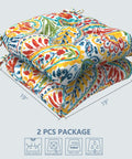 All Weather Tufted Wicker Chair Cushions Set Of 2 For Outdoor Patio Or Indoor Use, 19 Inch By 19 Inch By 4 Inch, Decorative Paisley Multi
