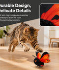 Interactive Butterfly Cat Toy With Smart Sensing For Indoor Cats That Keeps Your Cat Totally Active As Realistic Wings Flap Sensor Activated Motion Triggers Life Like Chasing And Batting For Solo Play While You Handle Tasks, cat leaping at orange butterfly toy