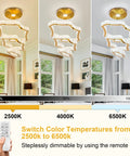 Lit Crystal Rings LED Chandelier With Integrated LED Strips Stainless Steel Frame Modern Hanging Ceiling Light showing color temperature options.