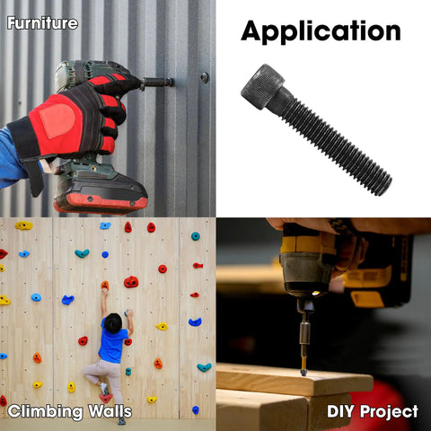 Fifty Pack Beefed Up Socket Head Cap Bolts 3/8X2 Inch Alloy Steel Bouldering Climbing Holds Mounts For Home Gyms Easy Rigging used in DIY projects.