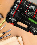 Double Sided Tool Box Organizer With 50-Compartment Removable Dividers Portable Hardware Storage Box for screws and tools
