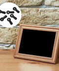 Wooden picture frame with stand; inset shows 300 black turn-button fasteners and screws for frames.