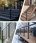 36 Inch Cable Railing Post Kit Surface Mount Black Heavy Duty Post Set With Pre Drilled Holes for decks and stairs installation views