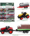 3 Pack Farm Tractor Toys With Trailers Diecast Alloy Tractors And Trucks For Kids Ages 3 to 8, includes detachable trailers and packaging