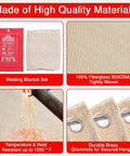 Heavy Duty Welding Blanket Fireproof Insulated Shield for sparks, woven fiberglass, brass grommets, up to 1000°F heat resistance