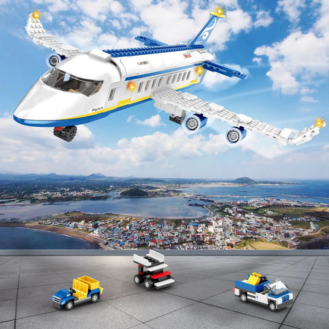510 Piece City Passenger Airplane Building Set 6 In 1 Plane Building Blocks Toys for STEM Aircraft Bricks with vehicles