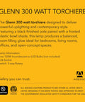 Black Torchiere Floor Lamp With Frosted White Shade, 300W Double Socket, 71-Inch Tall Modern Accent Lighting information card