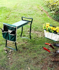 Grab And Go Foldable Garden Kneeler Seat With Two Pocket Tool Bag Pouch And EVA Foam Knee Pad, Durable Garden Stool on grass