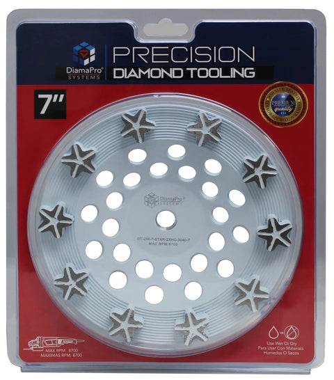 Star Turbo 7 Inch Diamond Cup Wheel With 10 Segment Turbo Design For Concrete Grinding Leveling And Quick Glue Coating