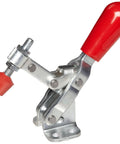 Hold-Down Action Clamp 202 For Precision Fixtures, Vertical Toggle Style, Neoprene Spindle, Ergonomic Handle, Red