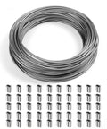 1/16 Inch 7x7 Stainless Steel Wire Rope Kit 165FT Cable With 50 Aluminum Sleeves Aircraft Grade Wire For DIY Projects Home Repairs Outdoor Railings Hanging And Model Building