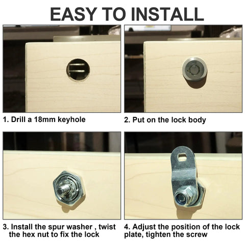 Five Eighth Inch Tubular Cam Lock with Keys, Keyed Alike Hook Cam Toolbox Lock Fits Tool Boxes, Mailboxes, File Cabinets, Drawers, RV Storage Cabinets, Zinc Alloy Built Tough, Waterproof and Rust Resistant Lock