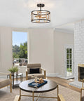 2 Light Modern Semi Flush Mount Ceiling Light With Clear Glass Shade Close To Ceiling Fixture Delivers Bright Ambient Lighting