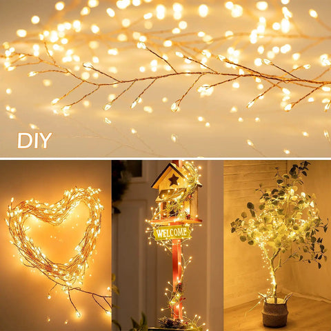 Plug In Fairy Lights 10 Feet 200 LED Copper Wire Cluster Lights Waterproof Warm White for decor ideas