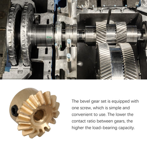 Tapered Bevel Gear For RC Car Part, 0.8 Module, 15 Teeth, 3 mm Inner Diameter, Pack Of 6, shown in machinery setup.