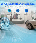 Beastly 24 Inch High Velocity Drum Fan With 8800 CFM Heavy Duty Industrial Airflow in garage showing air speeds