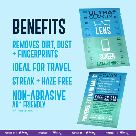 Ultra Clarity lens cleaning wipes, 210-pack optical-grade premoistened nonabrasive sheets for coated glasses and screens