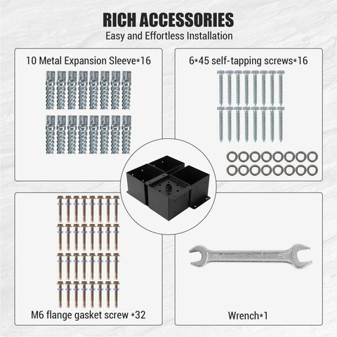 Beefy 6x6 Post Base Deck Brackets Kit For 5.75x5.75 Lumber Powder Coated Steel Anchors With Hardware 4 Or 8 Pack Rust Resistant Interior Base For Fence Pergola Gazebo Mount
