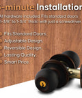 Keyed Entry Door Knob With Lock And Key ANSI Grade 3 Privacy Handle For Interior And Exterior Doors in Tuscan Bronze Finish