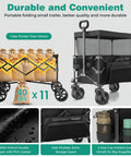 Beast Mode Folding Wagon Cart With Canopy 445L Total Space And 440Lbs Capacity 3-in-1 utility wagon with removable canopy and mesh top