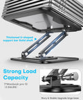 Close-up of Grab And Go Portable Laptop Stand With 360 Degree Rotation Base showing strong load capacity and adjustable support bar.