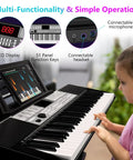Child playing Dope 61 Key Digital Piano With Dual HiFi Speakers LED Display 51 Function Buttons Dual Keyboard Two Power Options